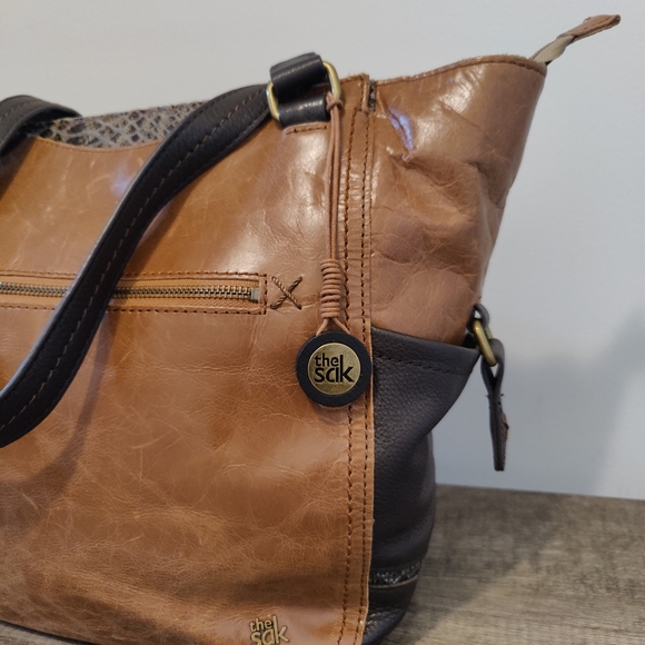 The Sak Brown/ Black Kendra Leather Satchel - Picture 3 of 7